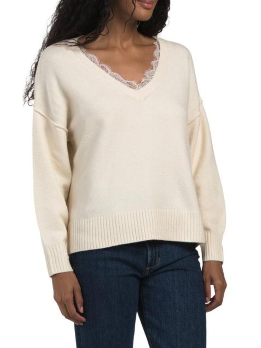 SONG OF STYLE Lace V-neck Sweater